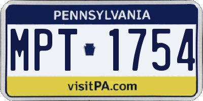 PA license plate MPT1754