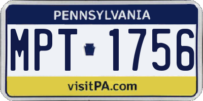 PA license plate MPT1756