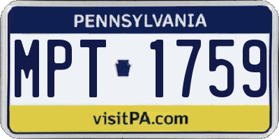 PA license plate MPT1759