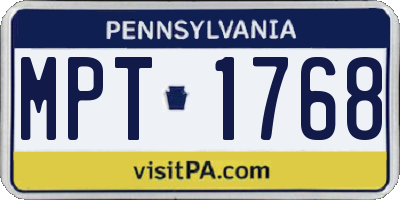 PA license plate MPT1768
