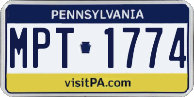 PA license plate MPT1774