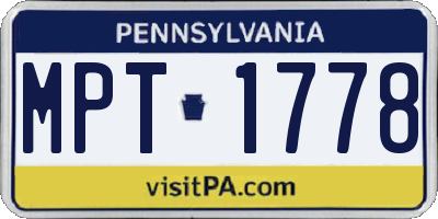 PA license plate MPT1778