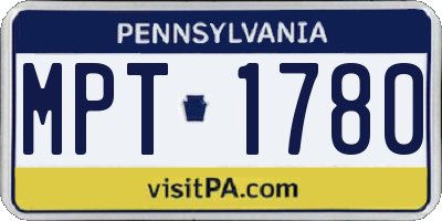 PA license plate MPT1780