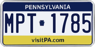 PA license plate MPT1785