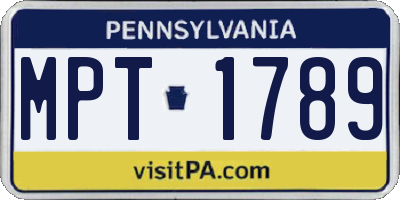 PA license plate MPT1789
