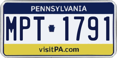 PA license plate MPT1791