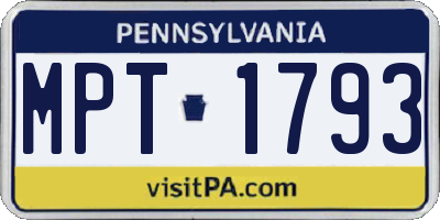PA license plate MPT1793