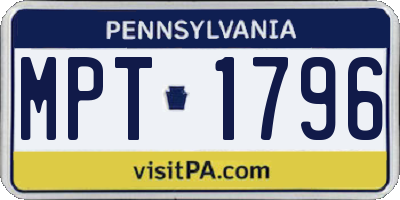 PA license plate MPT1796