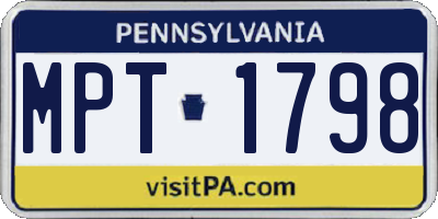 PA license plate MPT1798