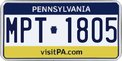 PA license plate MPT1805