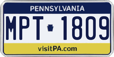 PA license plate MPT1809