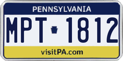PA license plate MPT1812