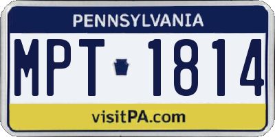 PA license plate MPT1814