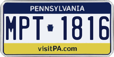 PA license plate MPT1816