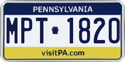 PA license plate MPT1820