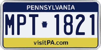 PA license plate MPT1821