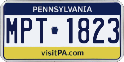 PA license plate MPT1823