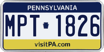 PA license plate MPT1826