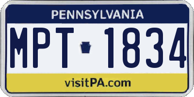 PA license plate MPT1834