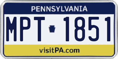 PA license plate MPT1851