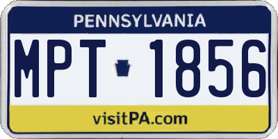 PA license plate MPT1856