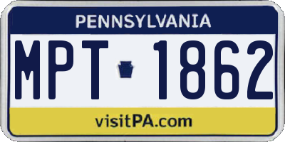 PA license plate MPT1862