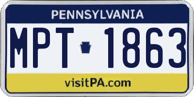 PA license plate MPT1863
