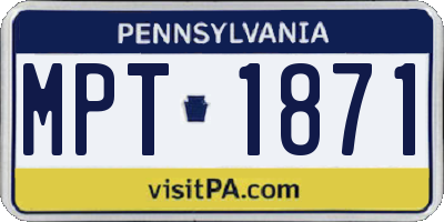 PA license plate MPT1871