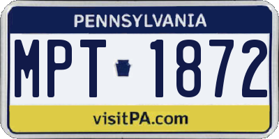 PA license plate MPT1872