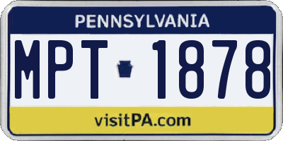 PA license plate MPT1878