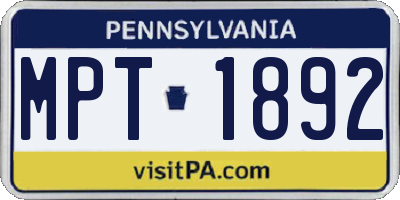 PA license plate MPT1892