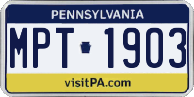 PA license plate MPT1903