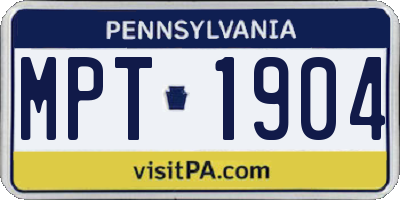 PA license plate MPT1904