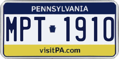 PA license plate MPT1910