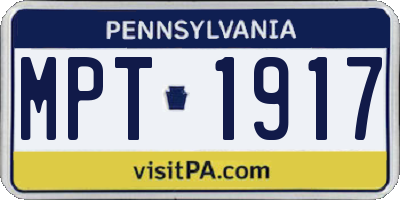 PA license plate MPT1917
