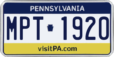 PA license plate MPT1920