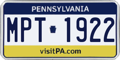 PA license plate MPT1922