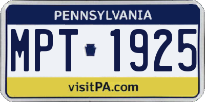 PA license plate MPT1925