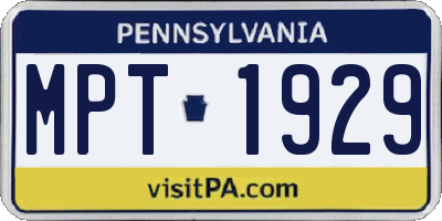 PA license plate MPT1929