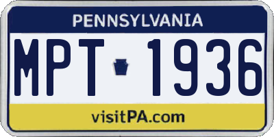 PA license plate MPT1936