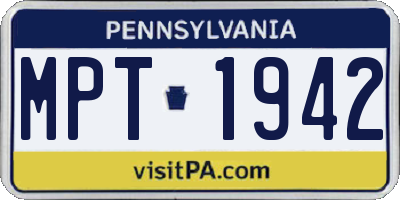 PA license plate MPT1942