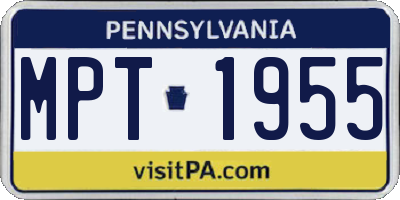 PA license plate MPT1955