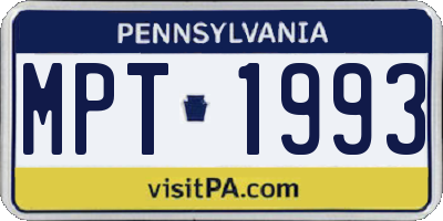 PA license plate MPT1993