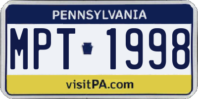 PA license plate MPT1998