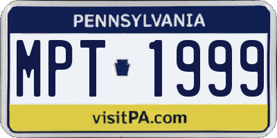 PA license plate MPT1999