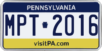 PA license plate MPT2016