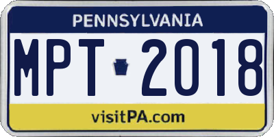 PA license plate MPT2018