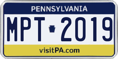 PA license plate MPT2019