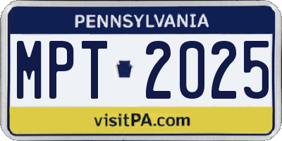 PA license plate MPT2025