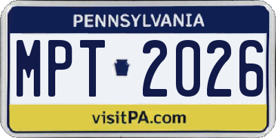 PA license plate MPT2026